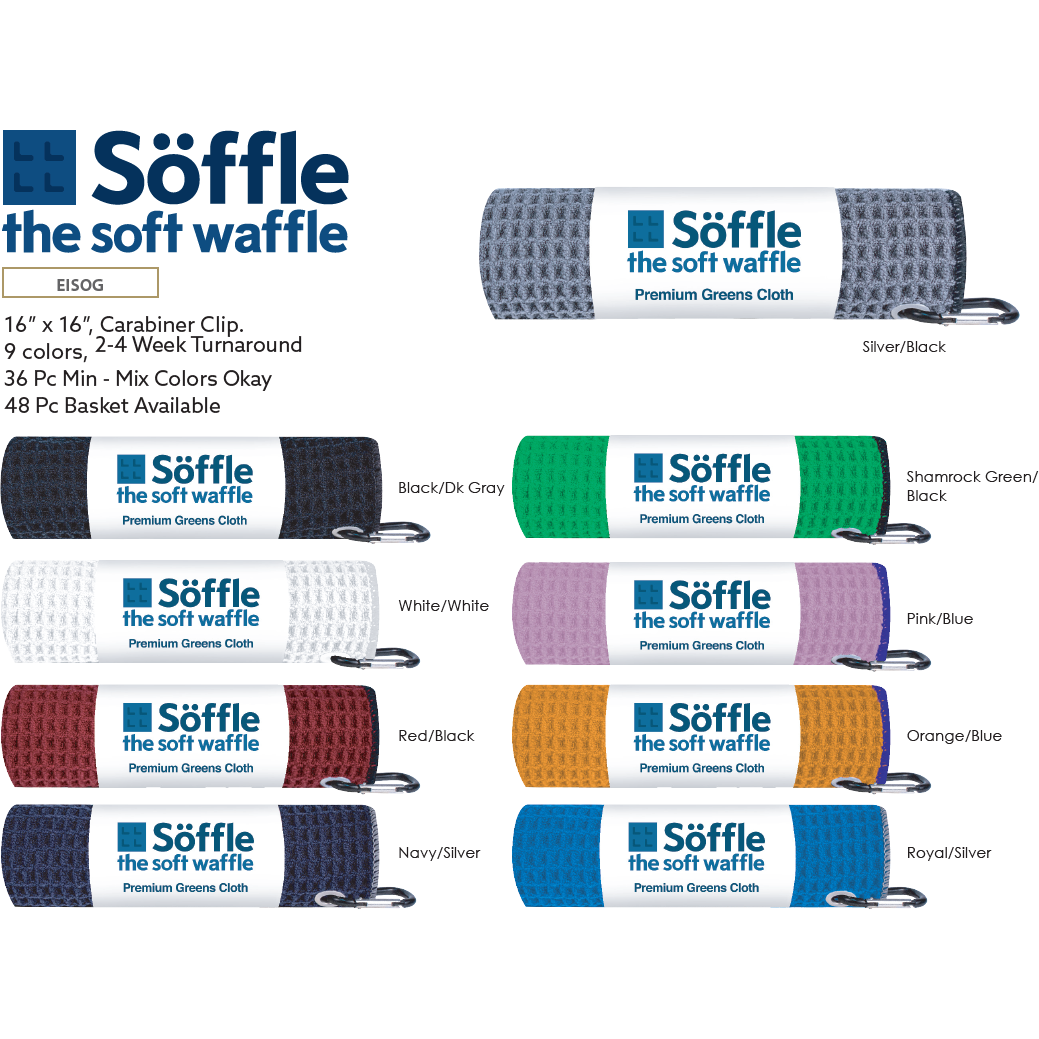 Soffle Waffle Towel - 16"x16" Carabiner Clip